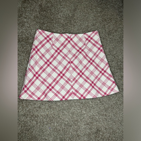 Zara Tweed White And Pink Check Mini Skirt - Picture 5 of 5
